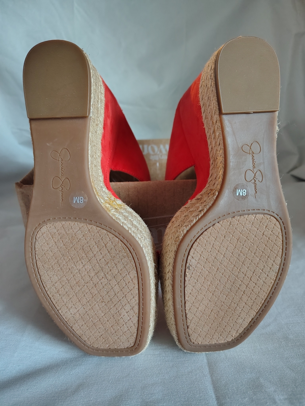 Jessica Simpson Saphita Coral Red Platform Espadrille Wedge Sandals Women's 8M - Picture 5 of 11